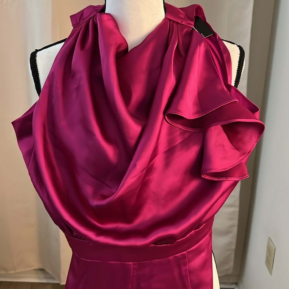NWT INC Satin Fuschia Jumpsuit - Picture 2 of 7